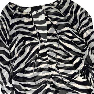NILA LOTAN Silk Zebra Print Blouse Medium